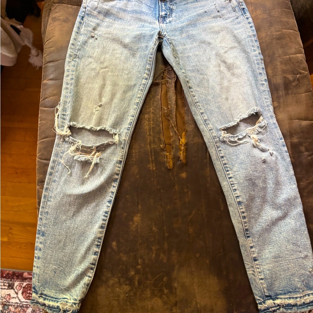 Moussy Blue Straight Leg Jeans Vintage Distressed